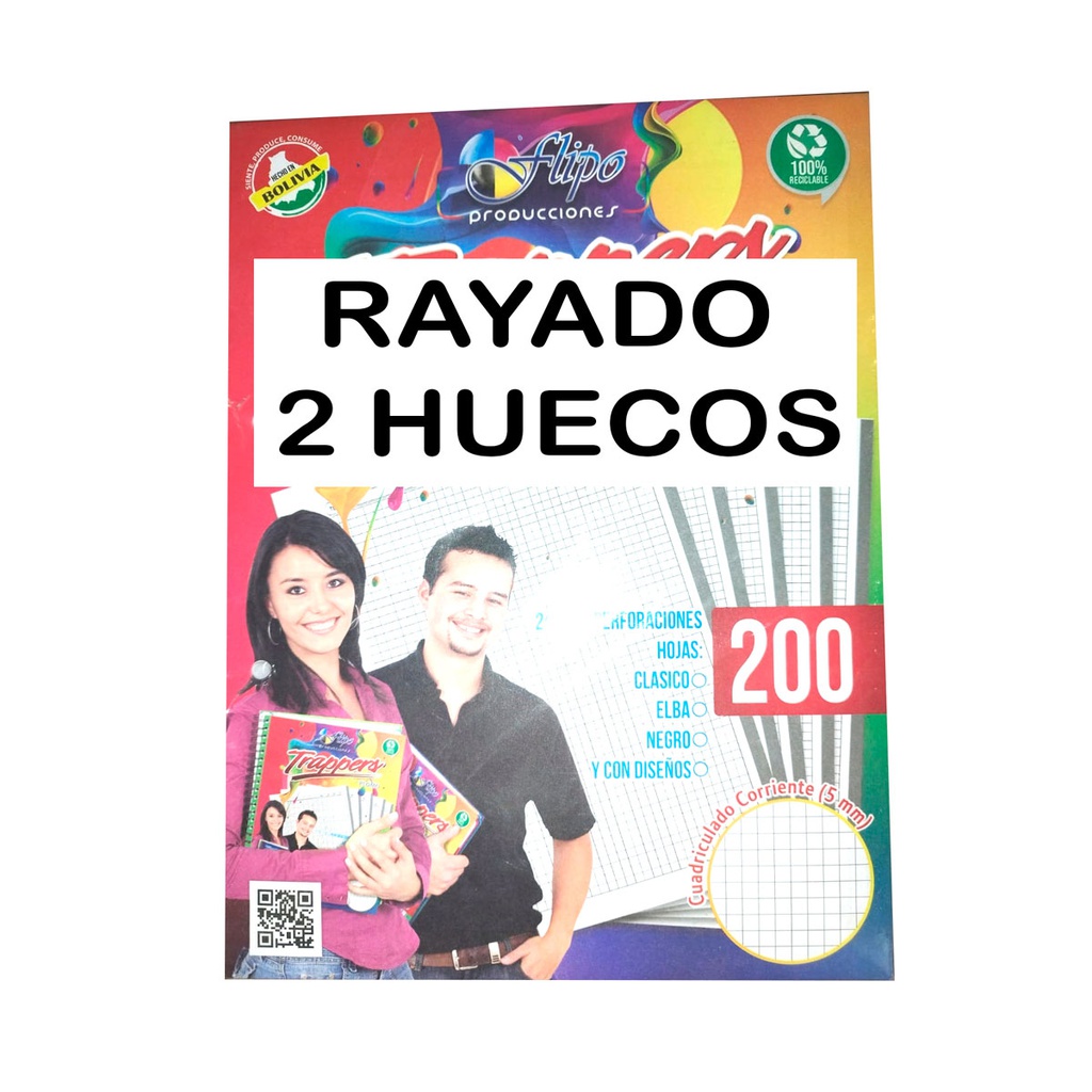 Hojas Traper RAYADO Blanco y Negro Flipo 200hjs (2P)