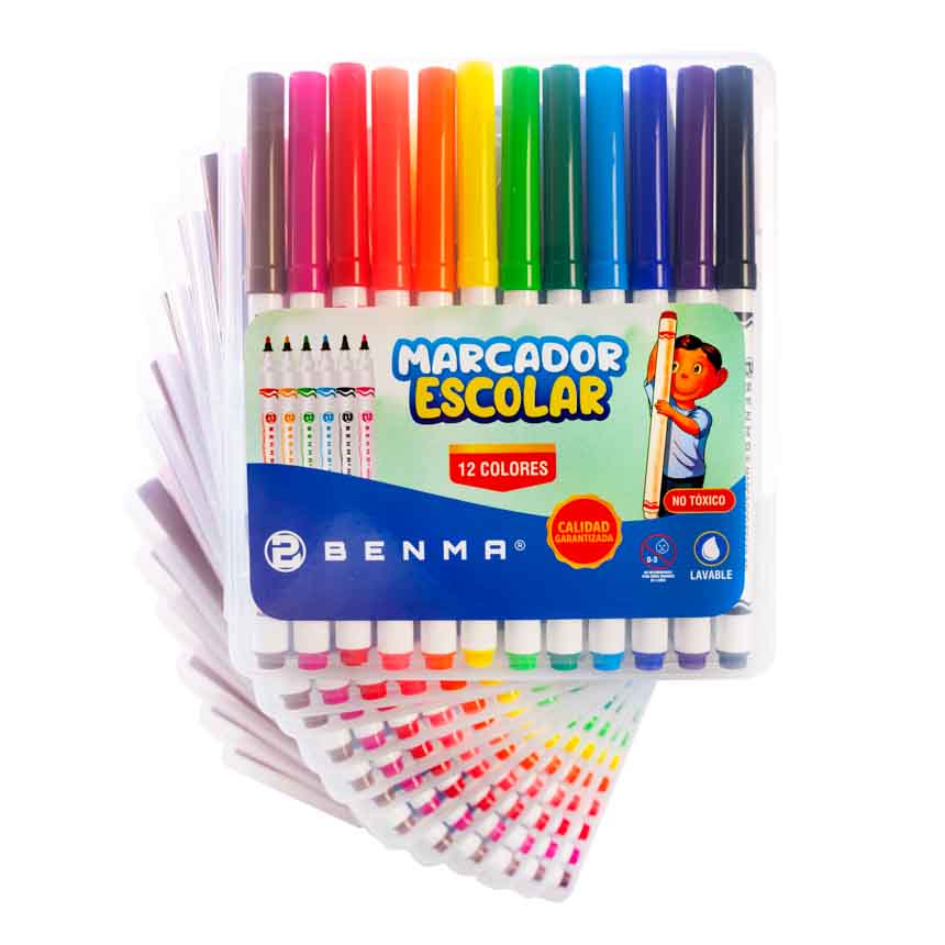 Marcador Benma Rigido 12 Colores
