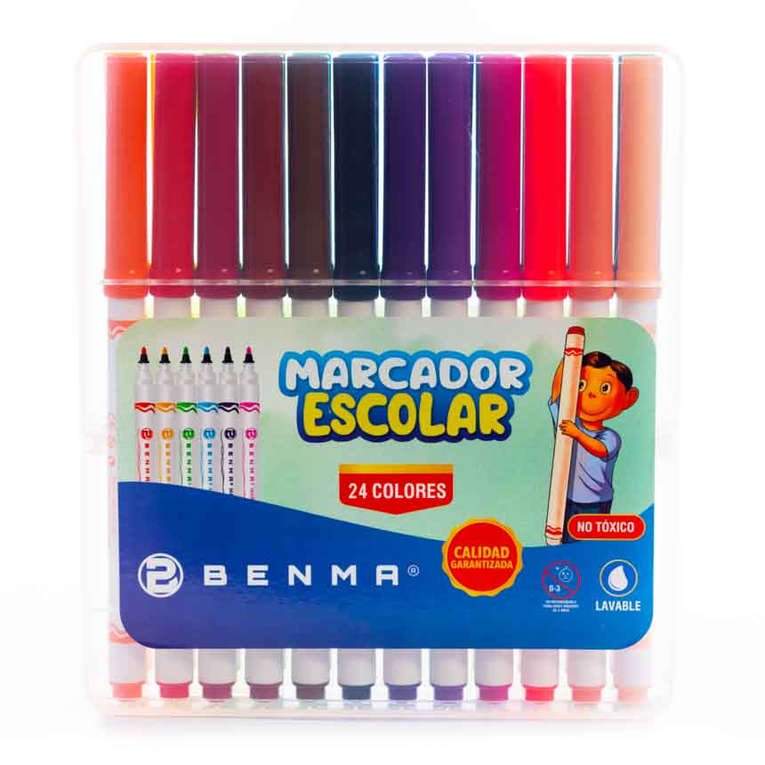 Marcador Benma Rigido de 24 Colores