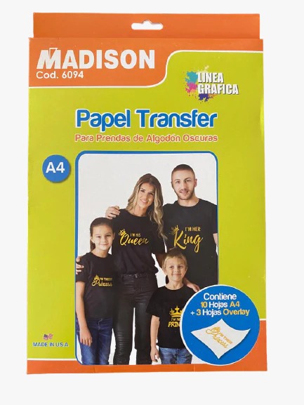 Papel Transfer Oscuro Madison A4 (10hojas+3)