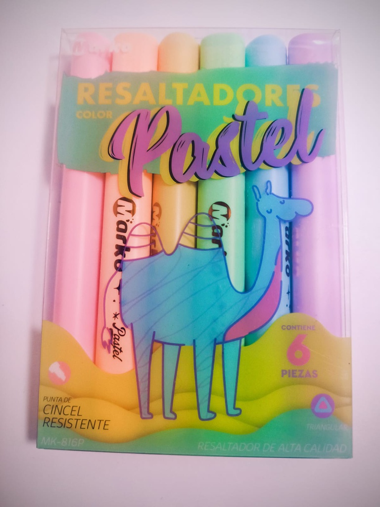 Resaltador Pastel y flurocente Marko GRANDE 6 colores