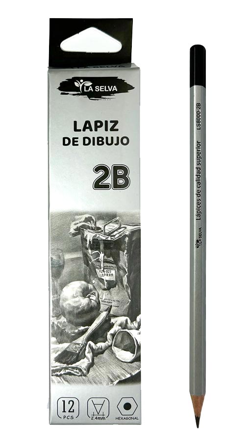 Lapiz carbonico de dibujo mina 2.4mm La Selva 12pcs