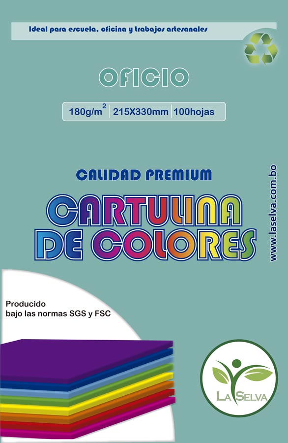 Cartulina de 10 colores intensos OFICIO La Selva de 100 hjs