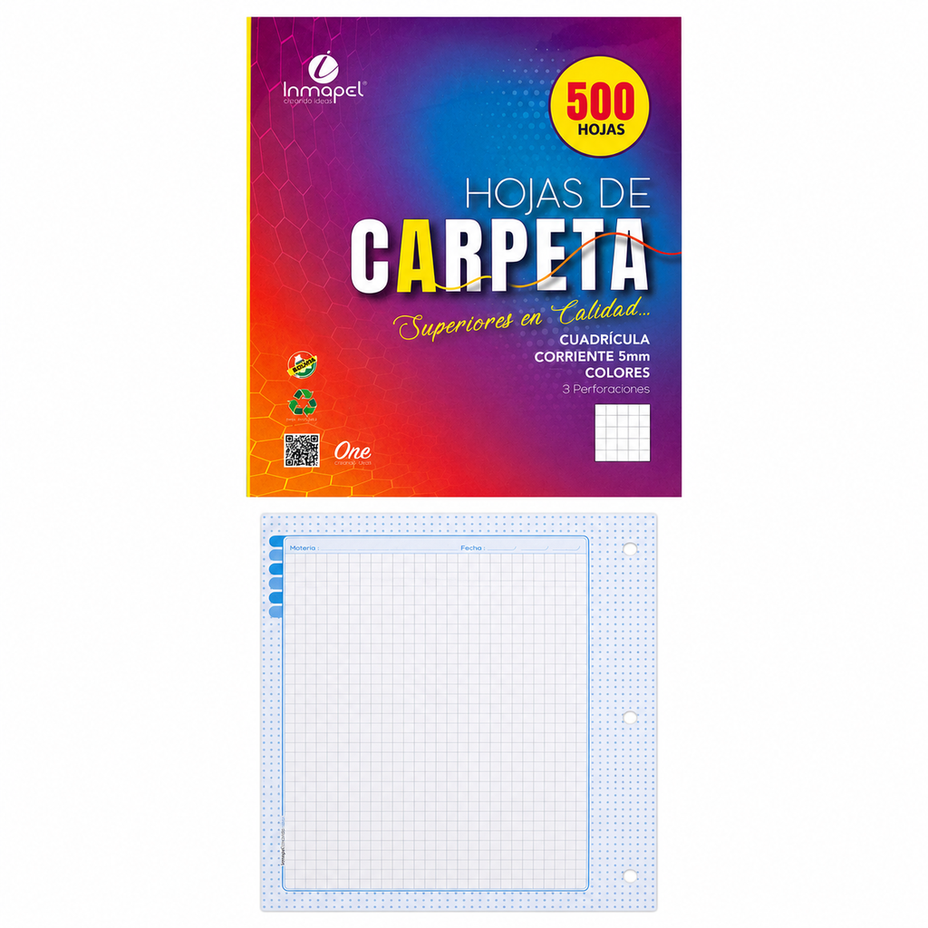 Hojas de Carpeta Inmapel de COLORES PASTELES 500Hjs.