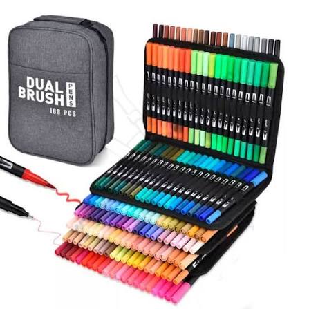 MARCADOR DUAL BRUSH PREMIUN DE 168 COLORES