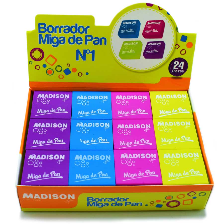 Borrador Colores Miga de Pan Madison Nro1 24Pcs