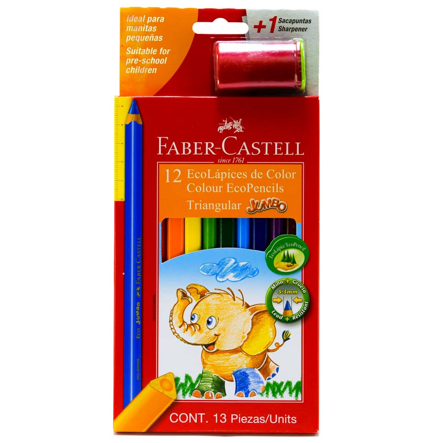 Color Largo Jumbo Faber Castell 12 Colores + Tajador