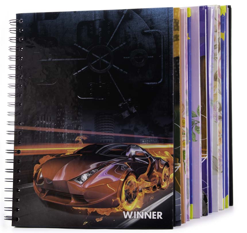 Cuaderno anillado medio oficio cuadro normal 5mm tapa DISEÑOS Winner 100 hojas