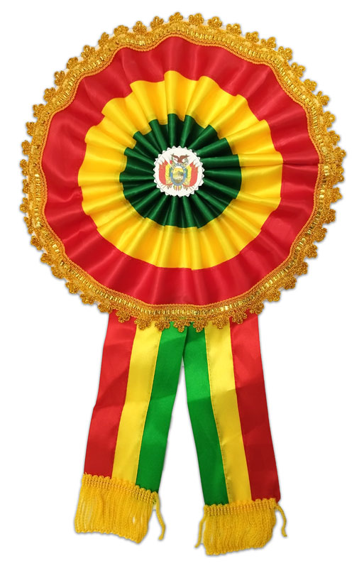 Escarapela Tricolor borde con grecas dorado DIAMETRO de 23CM (12pcs)