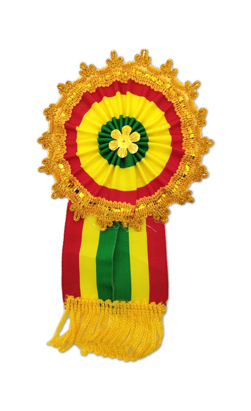Escarapela Tricolor borde greca dorado diametro 18cm, 12PCS