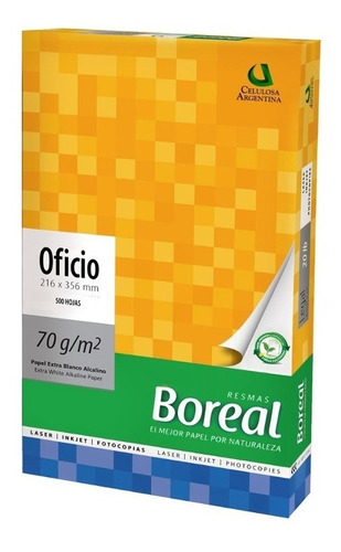 Hojas Bond Boreal Celulosa Argentina Oficio 75gr. 500Hojas