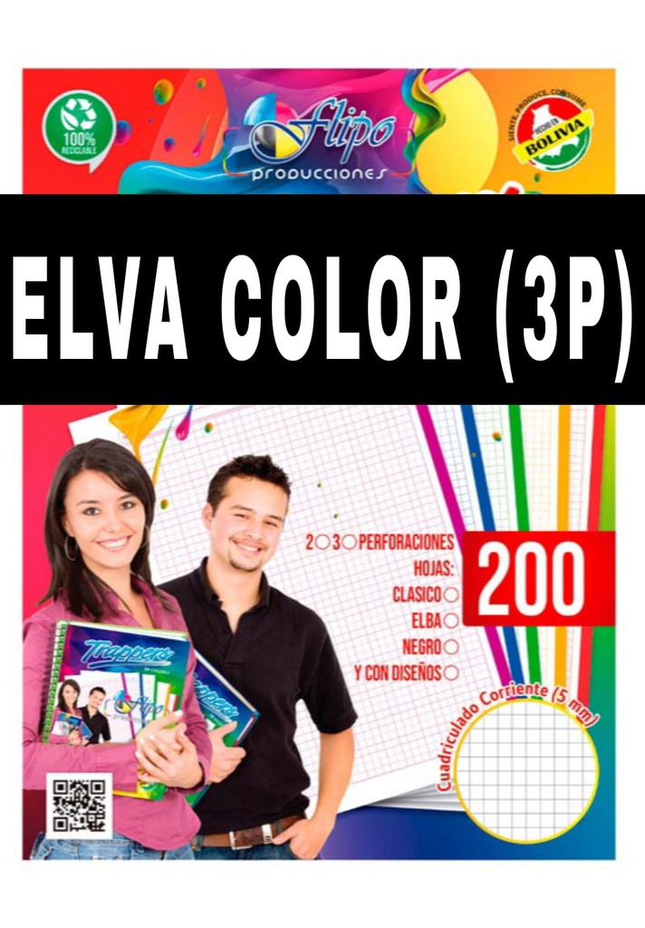 Hojas Traper Flipo de Colores ELBA 200hjs (3P)