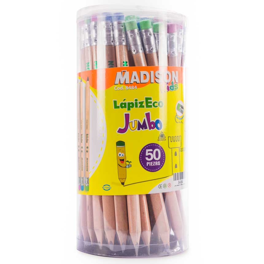 Lapiz Negro Jumbo Madison en Frasco 50PCS