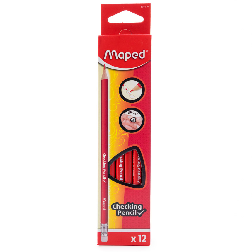 Lapiz Rojo Maped  con Goma Triangular 12pcs