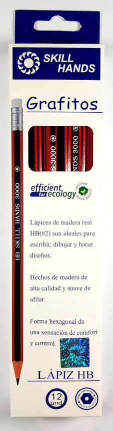 Lapiz Negro Skill Hands Rayado 12PCS