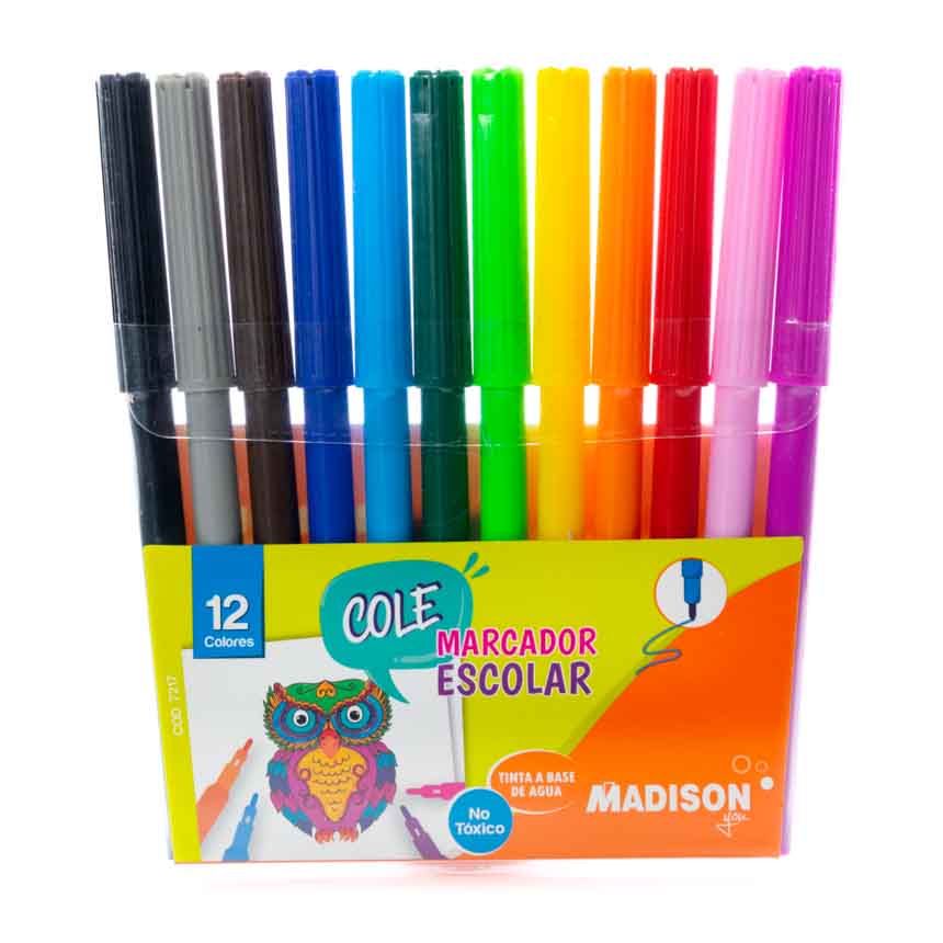 Marcador Escolar Madison  12 Colores