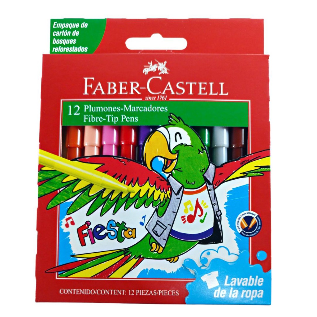 Marcador Escolar Fiesta Faber Castell de 12 Colores