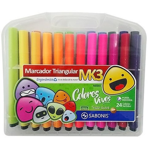 Marcador Jumbo Triangular Rigido Sabonis 24 colores
