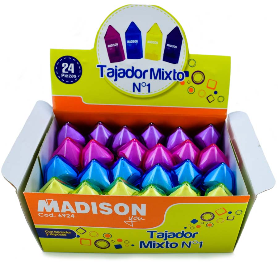 Tajador + Borrador Mixto Tipo Lapiz Madison 24PCS Nro 10