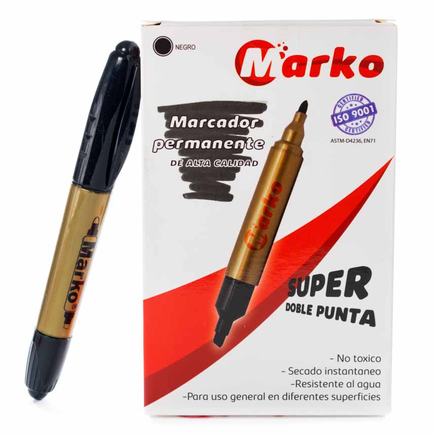 Marcador Permanente Doble Punta Marko 10PCS
