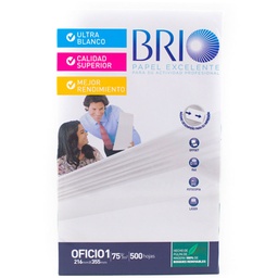 [PJ-BRIO-OFI75] Papel Bond BRIO 75gr. Tamaño (Oficio) 500hjs