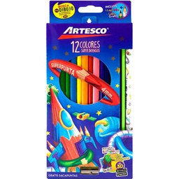 [16311011] Color Largo triangular Artesco 12 Colores mina de 4mm