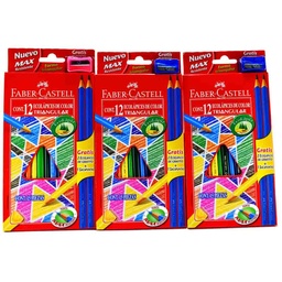 [120112+3gr] Color largo Faber Castell 12 colores + 3 lapices + 1 tajador