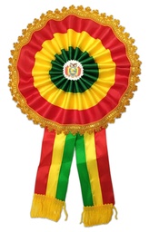 [ESC33] Escarapela Tricolor borde con grecas dorado DIAMETRO de 34CM