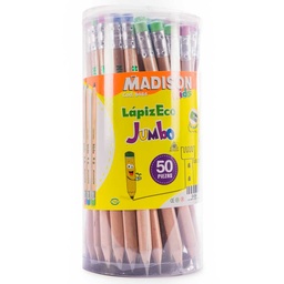 [8484] Lapiz Negro Jumbo Madison en Frasco 50PCS