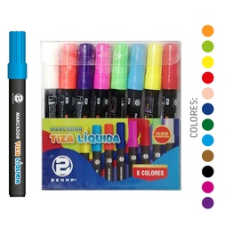 [507] Marcador Tiza Liquida Benma 8 colores