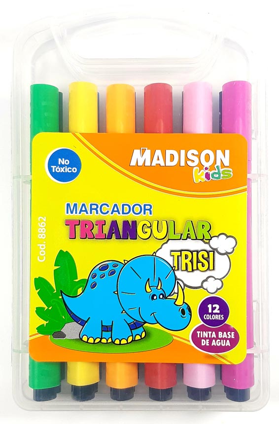 Marcador Triangular Jumbo Rigido Trisi Madison 12 Colores | Frebiel