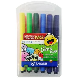 [M2223] Marcador Jumbo Trinagular Rigido Sabonis 12 colores