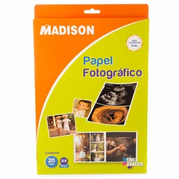 [8540-A4] Papel Fotografico Madison A4 20hjs