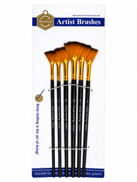 [A8150] Juego de Pinceles ABANICO en set Mango Negro 6PCS
