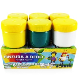 [PIN-DE-AC-6CP] Pintura al Dedo PEQUEÑO Acrilex 6 col. 15ml