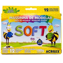 [7312] Plastilina Acrilex Soft 180g Grande 12 col.