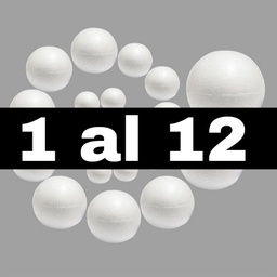 [PLAS-SM-ES] Mostrario de esferas de plastoformo 1-12cm, 12pcs