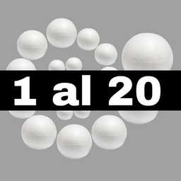 [PME1-20G] Mostrario de esferas de plastoformo 1-20cm, 16pcs