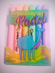 [MK-816P] Resaltador Pastel y flurocente Marko GRANDE DELGADO 6 colores