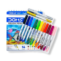 [8137] Marcador punta pincel o brush pen, super soft tip DOMS cajita de 14 colores