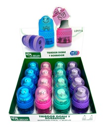 [LS9716] Tajador Doble (8mm y 12mm)+ Borrador y deposito LA SELVA de 16 pcs Nro 17