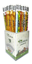 [LS2272A] Lapiz negro con diseños de ANIMALES  mina 2.2mm La Selva de 72pcs